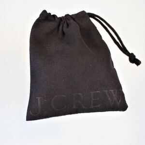 J Crew Drawstring Pouch Jewelry Dust Bag Black Sueded Fabric 4.75 x 4 in